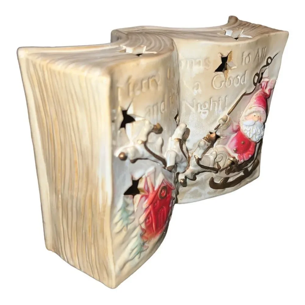 Kirklands Christmas book tea light holder